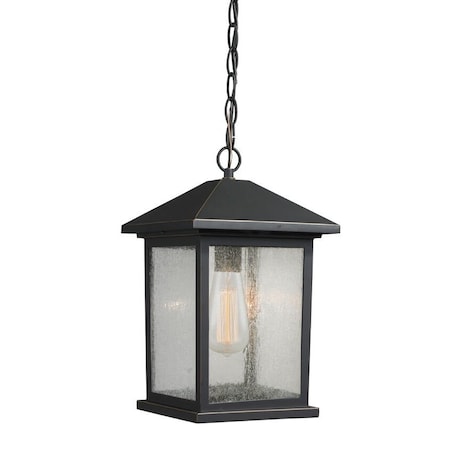 Portland 1 Light Outdoor Chain Light, Oil Rubbed Bronze And Clear Seedy